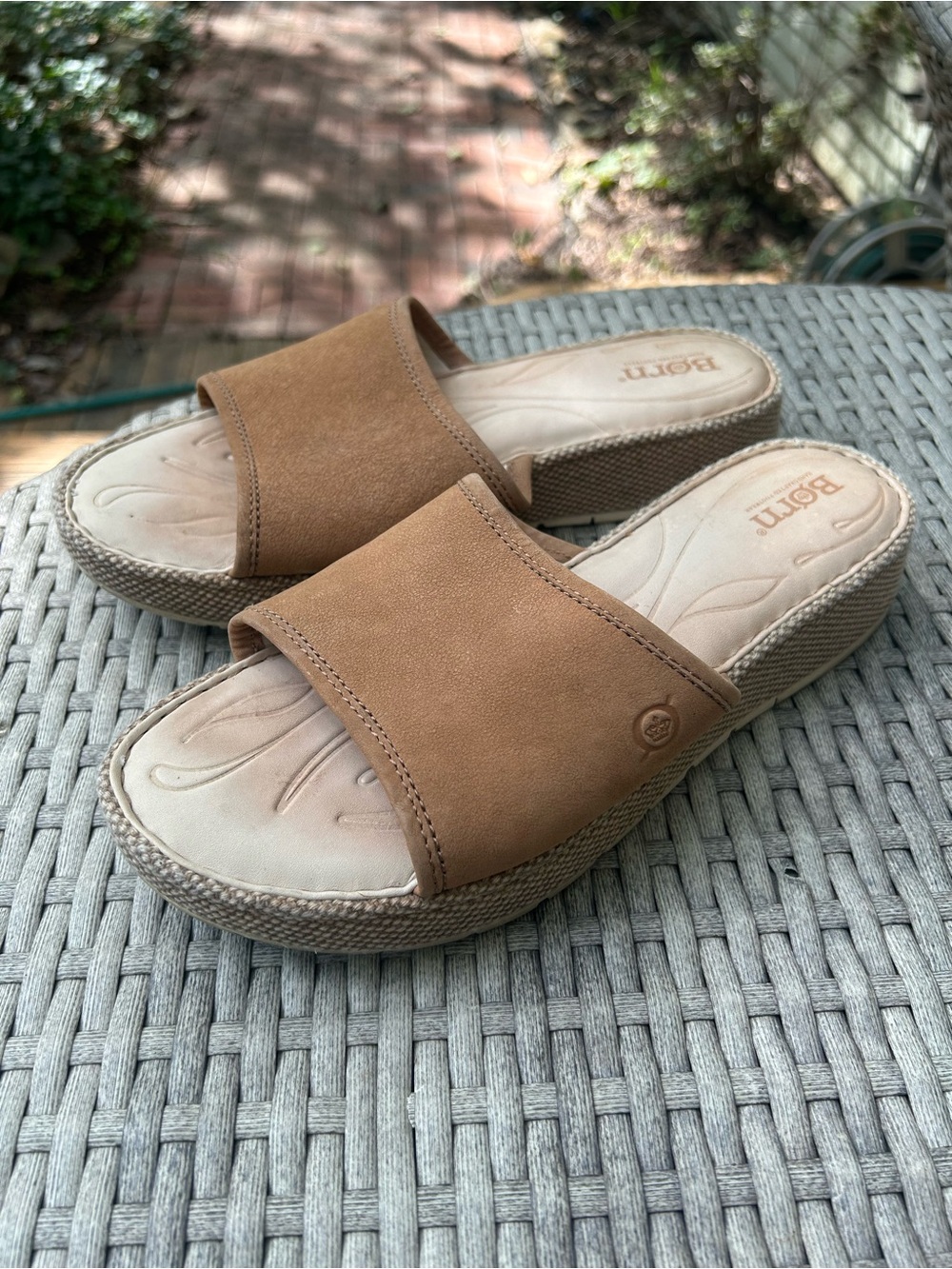 Born Women's Tan Suede Slide Clogs